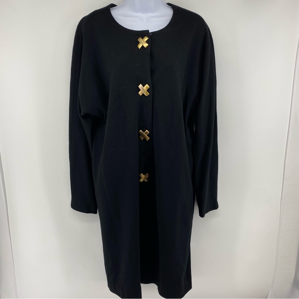 Vintage Steven Stolman Sz 14 Black Wool Dress NWT